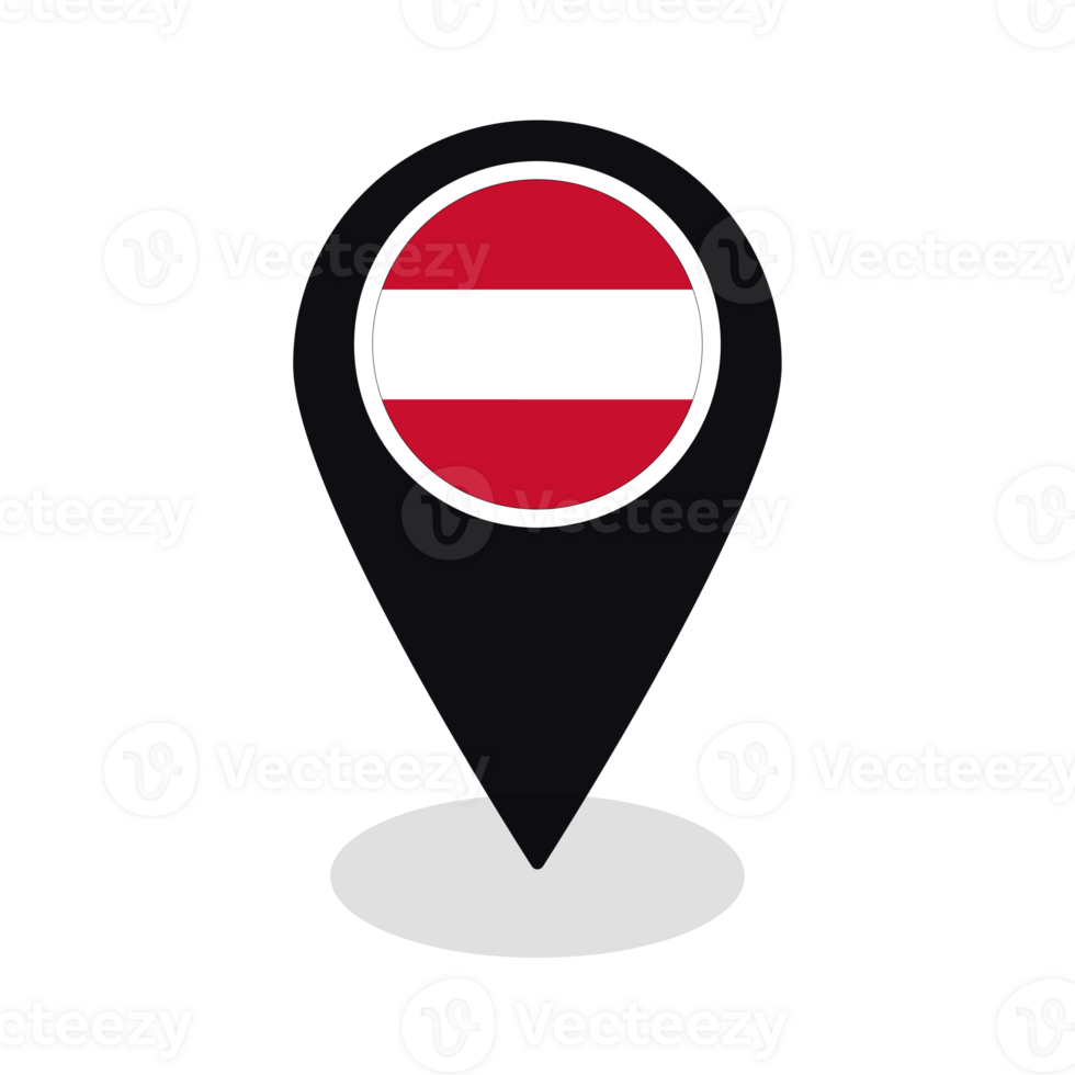 Flag of Austria flag on map pinpoint icon isolated black color png