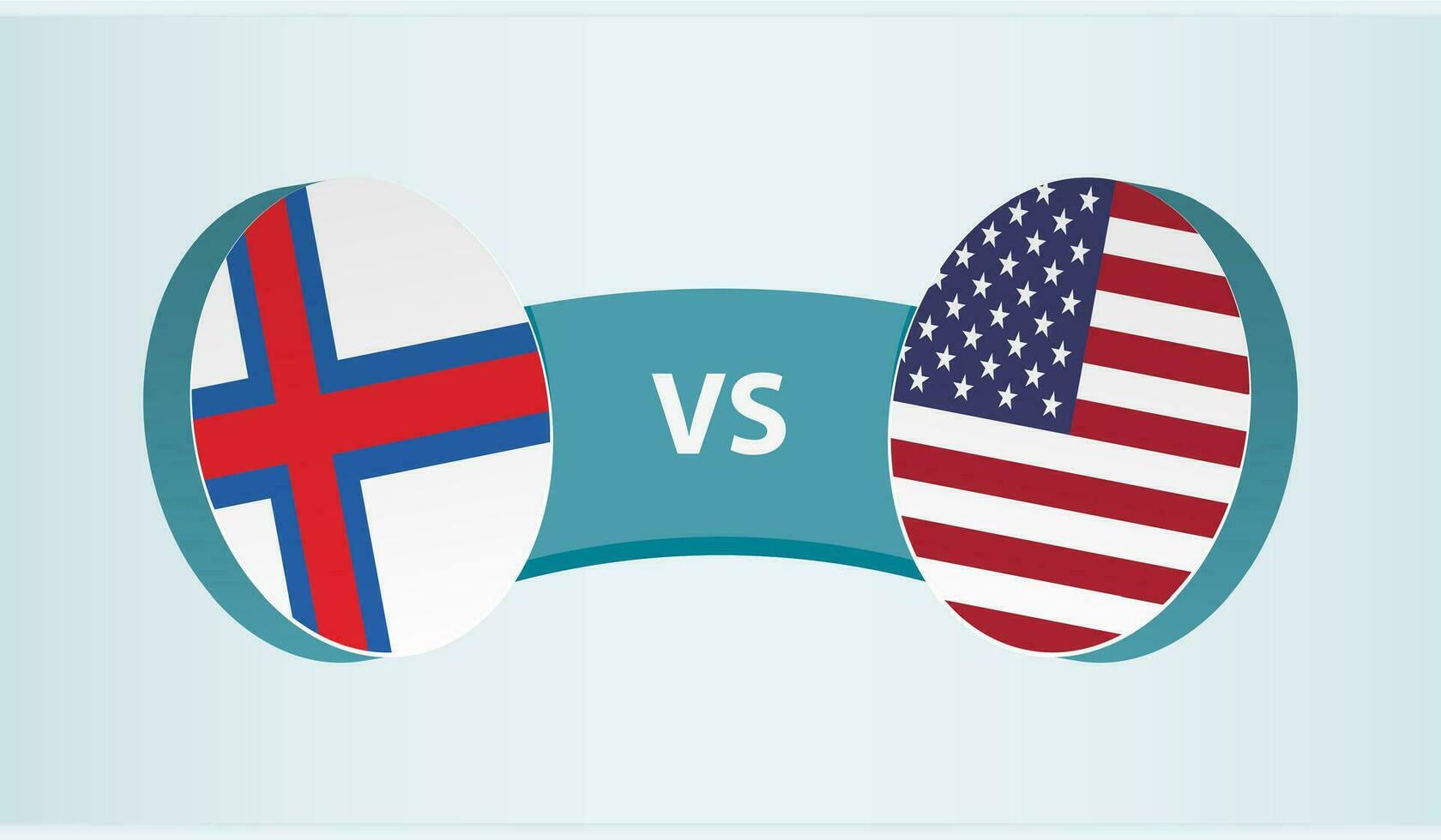 Feroe islas versus EE.UU, equipo Deportes competencia concepto. vector