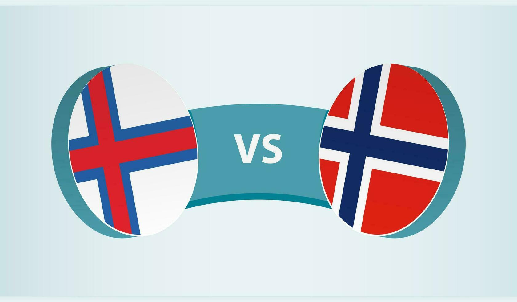 Feroe islas versus Noruega, equipo Deportes competencia concepto. vector