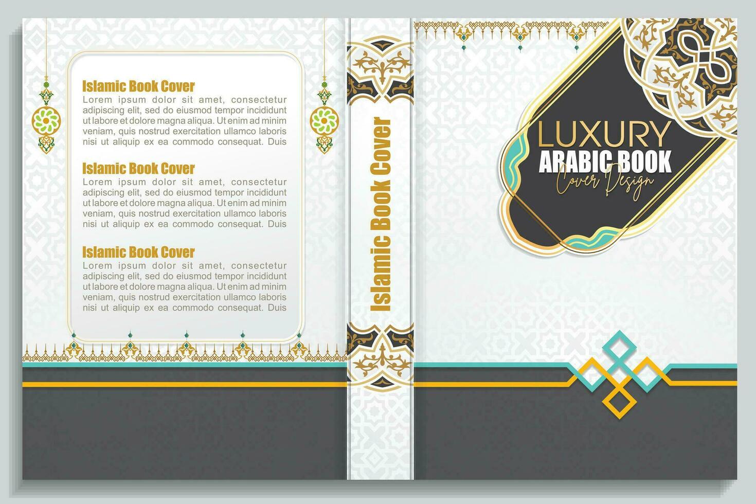 Arabic Islamic Style Book Cover Design with Arabic Pattern and Ornaments vector