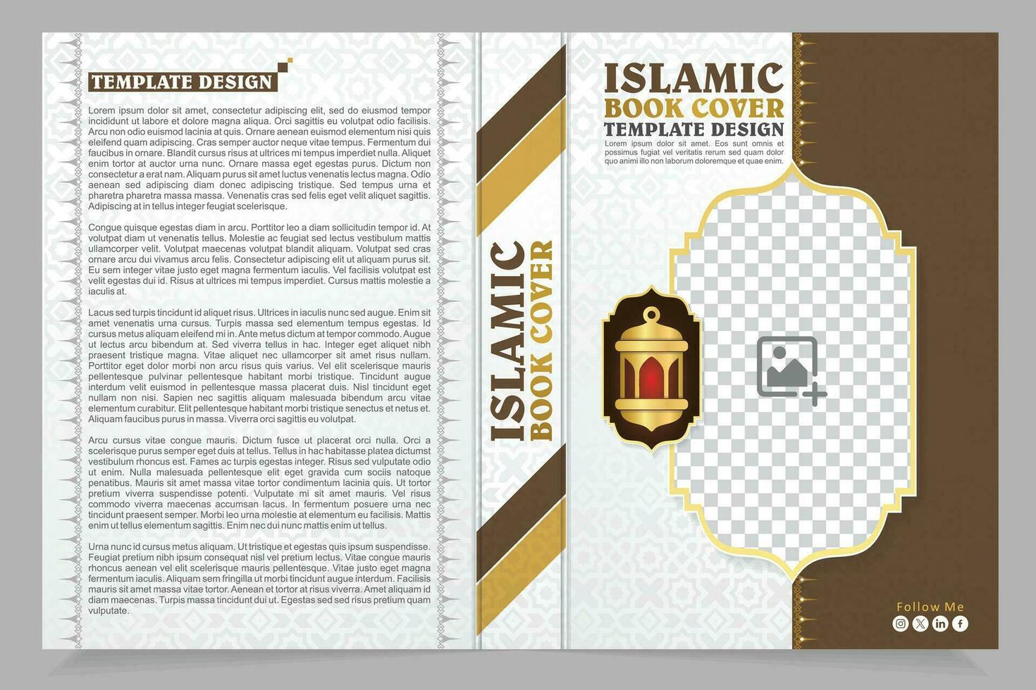 Vintage islamic Cover, brochure design. Vector decorative frame. Elegant element for design template, place for text. Floral border.