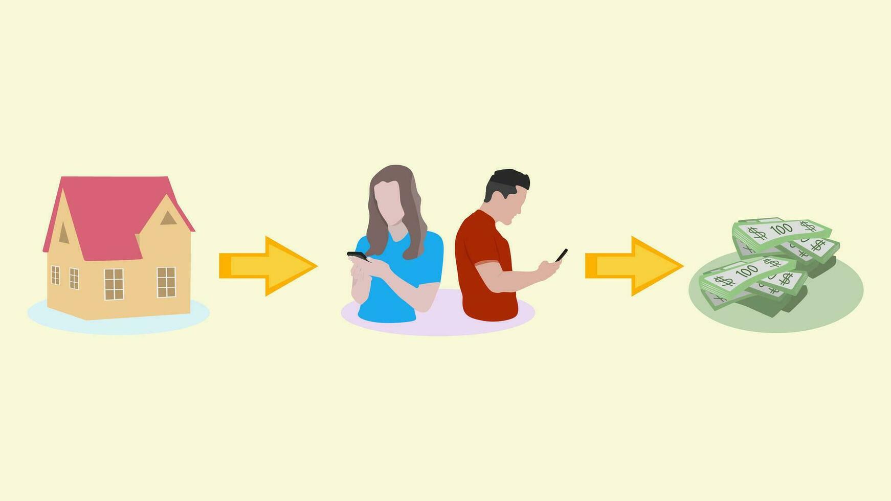 vector illustration of how to earn money from home or work from home