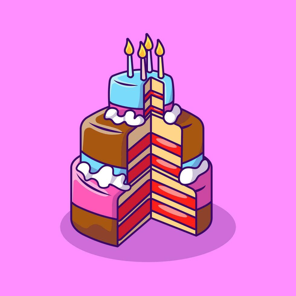 Birthday Cake Cartoon Vector Illustration. Flat Cartoon Concept.