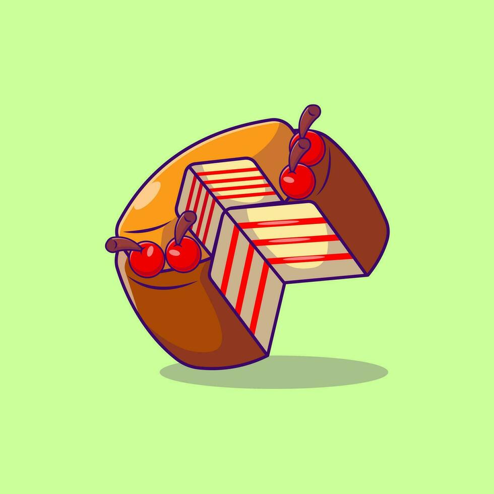 Chocolate Cake With Cherry Fruit Cartoon vector