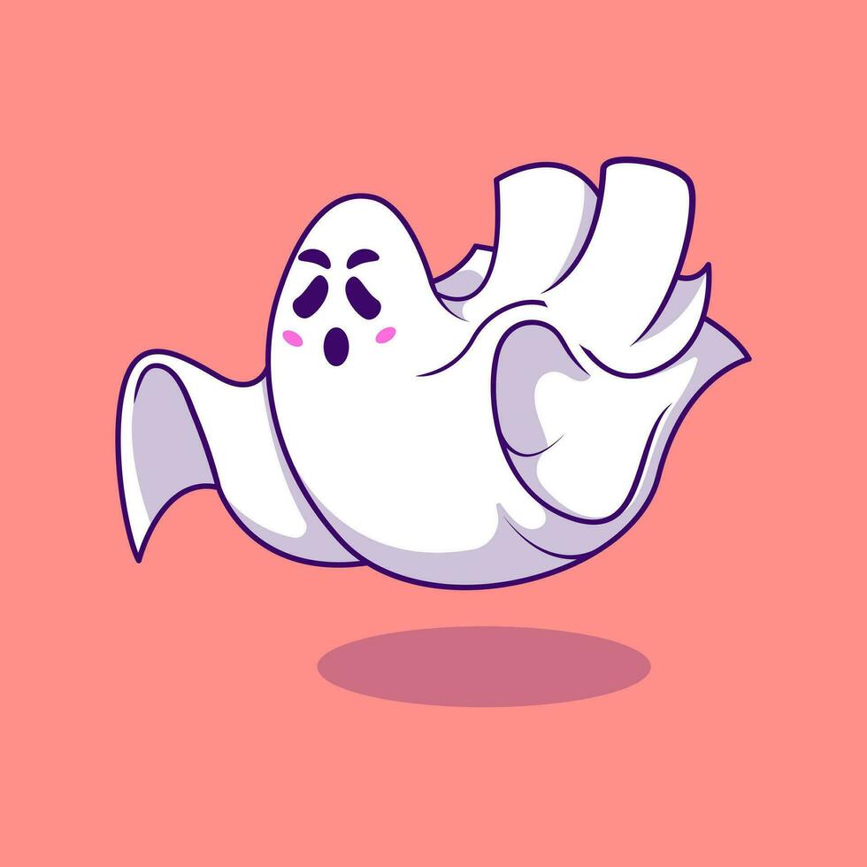 Cute Ghost Haunting Cartoon Vector Illustration. Flat Cartoon Concept.