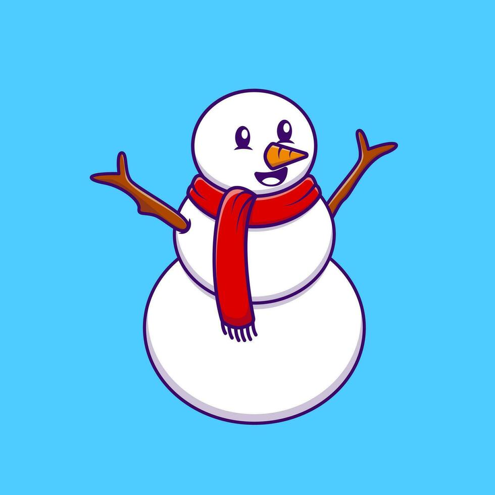 Cute Snowman Cartoon Vector Illustration. Flat Cartoon Concept.