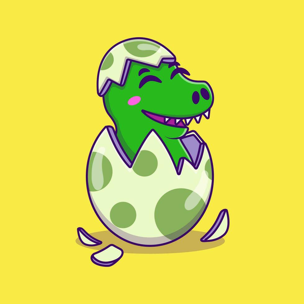 linda dinosaurio en agrietado huevo dibujos animados vector ilustración. plano dibujos animados concepto.