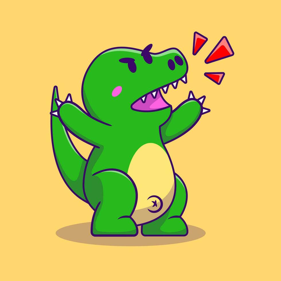 Cute Dino Angry Cartoon Vector Illustration. Flat Cartoon Concept.