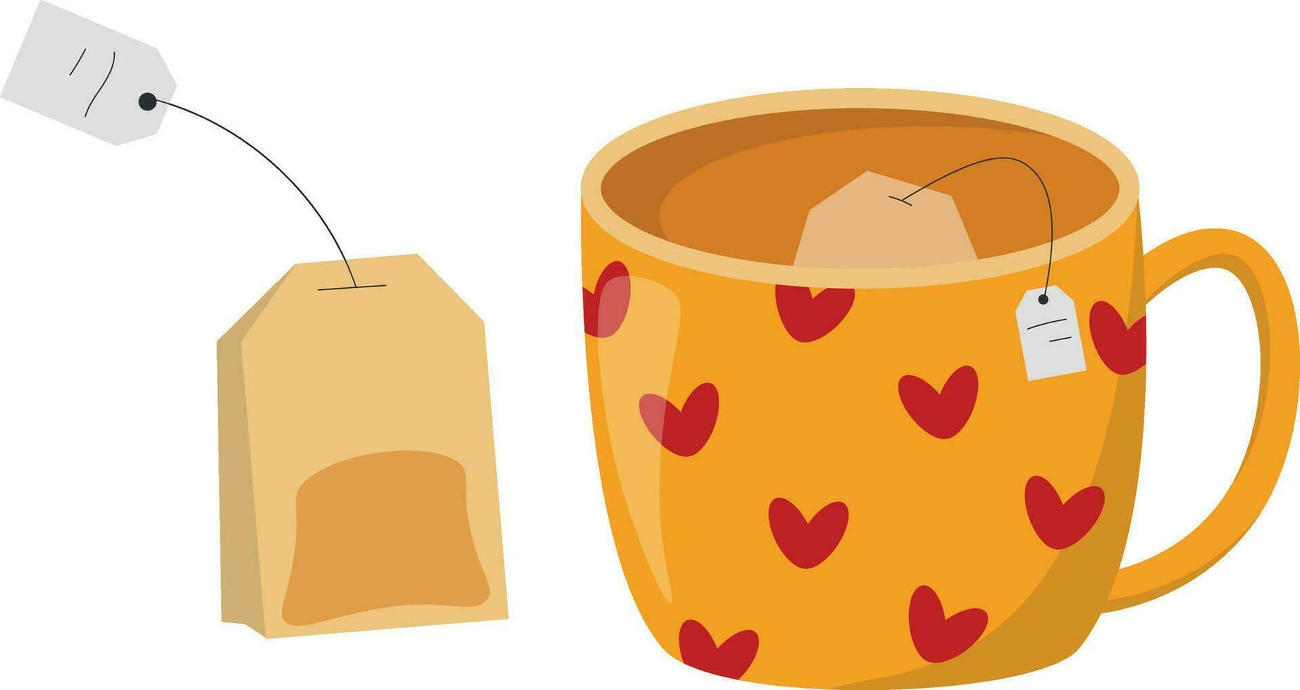 a cup of tea and a bag of tea vector