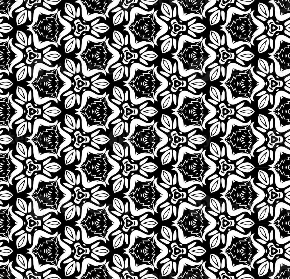 Black seamless abstract pattern. Overlay for background and backdrop. Ornamental design. PNG graphic illustration with transparent background.