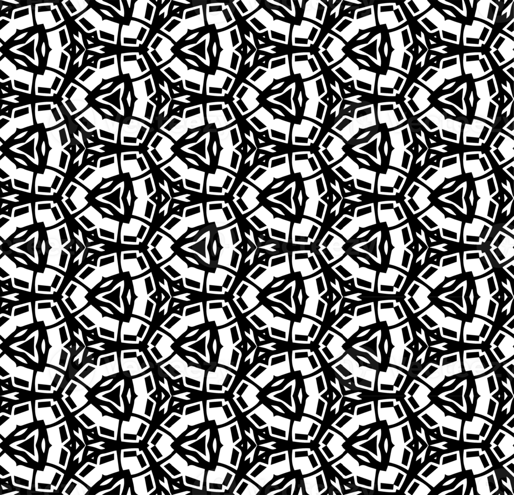 Black seamless abstract pattern. Overlay for background and backdrop. Ornamental design. PNG graphic illustration with transparent background.