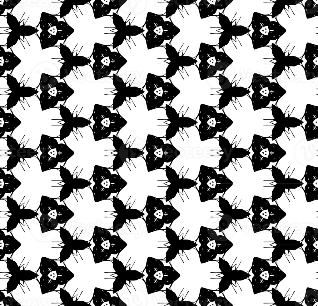 Black seamless abstract pattern. Overlay for background and backdrop. Ornamental design. PNG graphic illustration with transparent background.