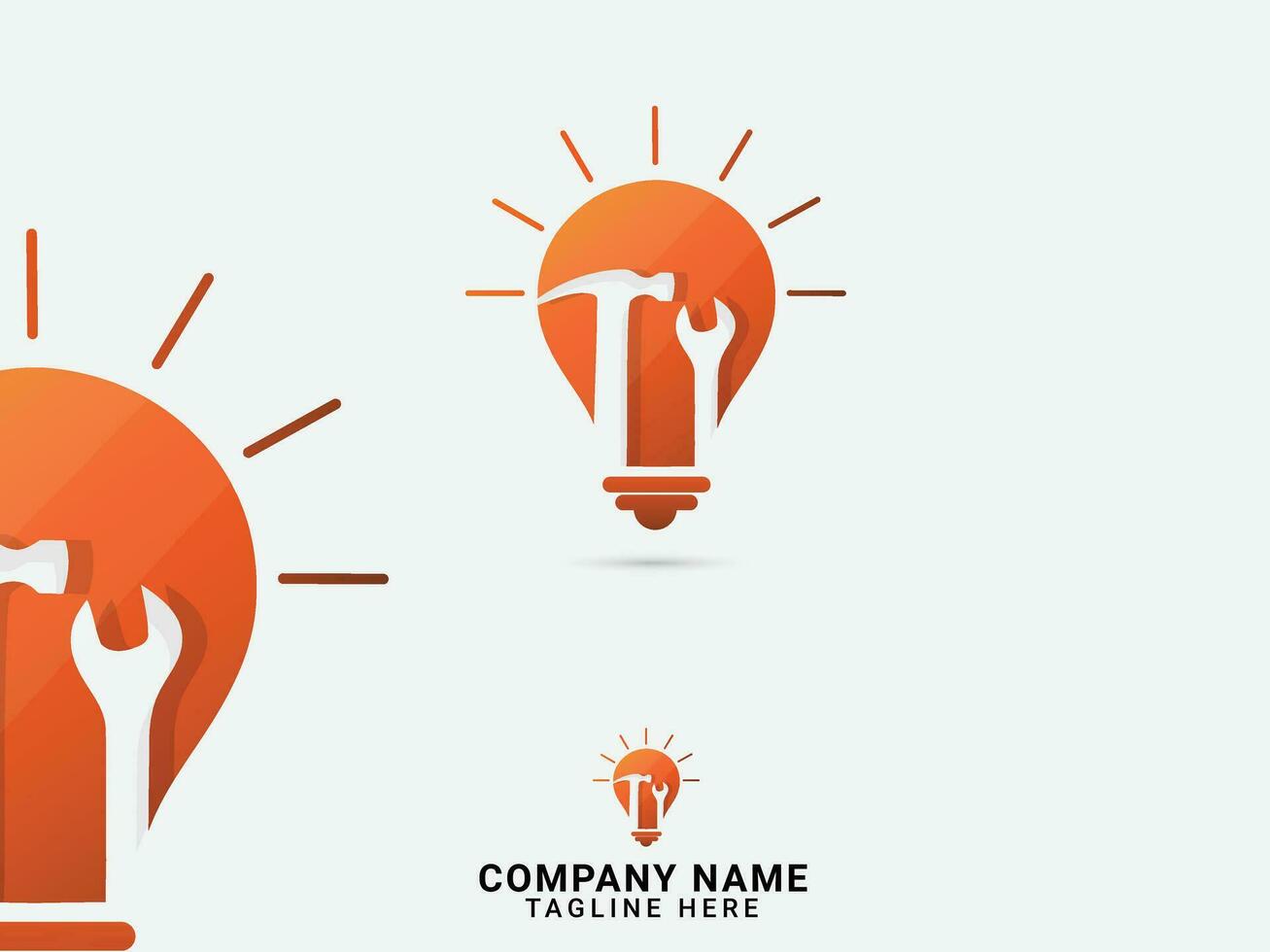 Repair idea logo design. Repair shop. Home. Idea bulb logo. Garage. Hammer. Business. Service center. Finance. Creative. Icon vector