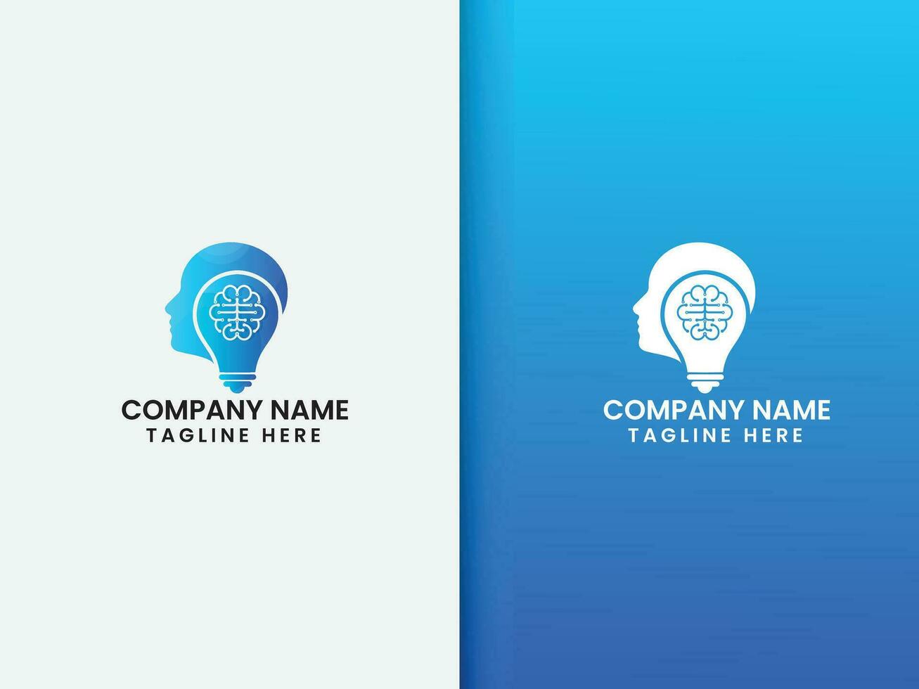 Brain idea logo design. Human brain logo. Idea. Think. Mind logo. Bulb. Creative design. Brain logo with bulb. Finance. Science vector