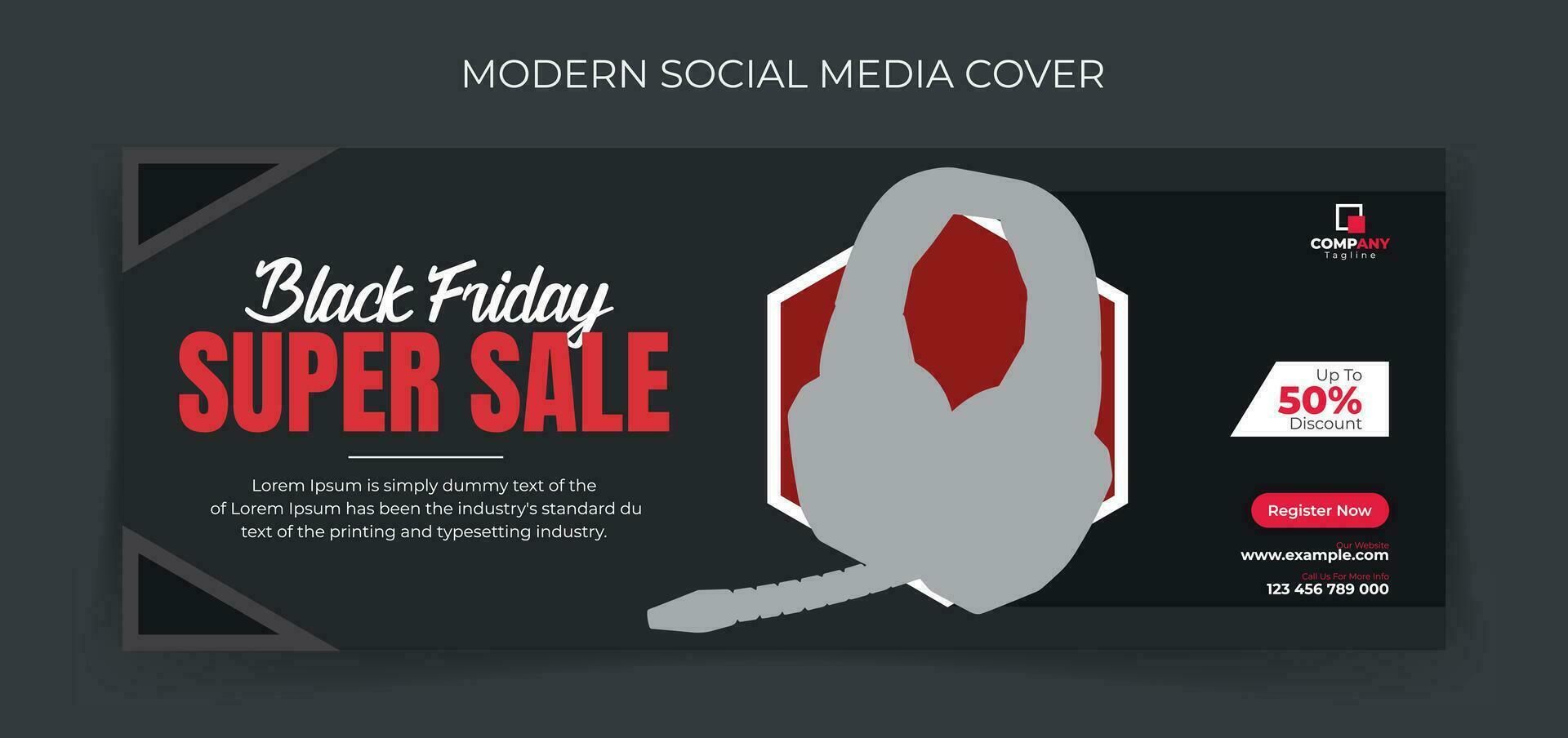 Black Friday Super Sale Social Media Cover or Web Banner Design. vector