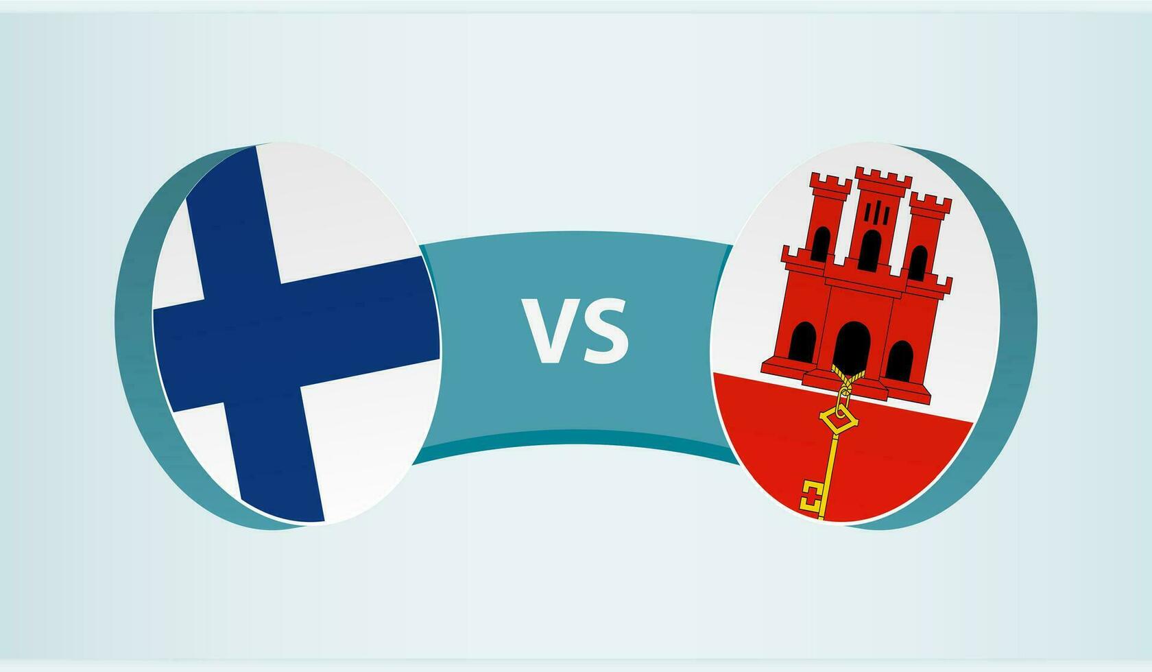 Finlandia versus Gibraltar, equipo Deportes competencia concepto. vector