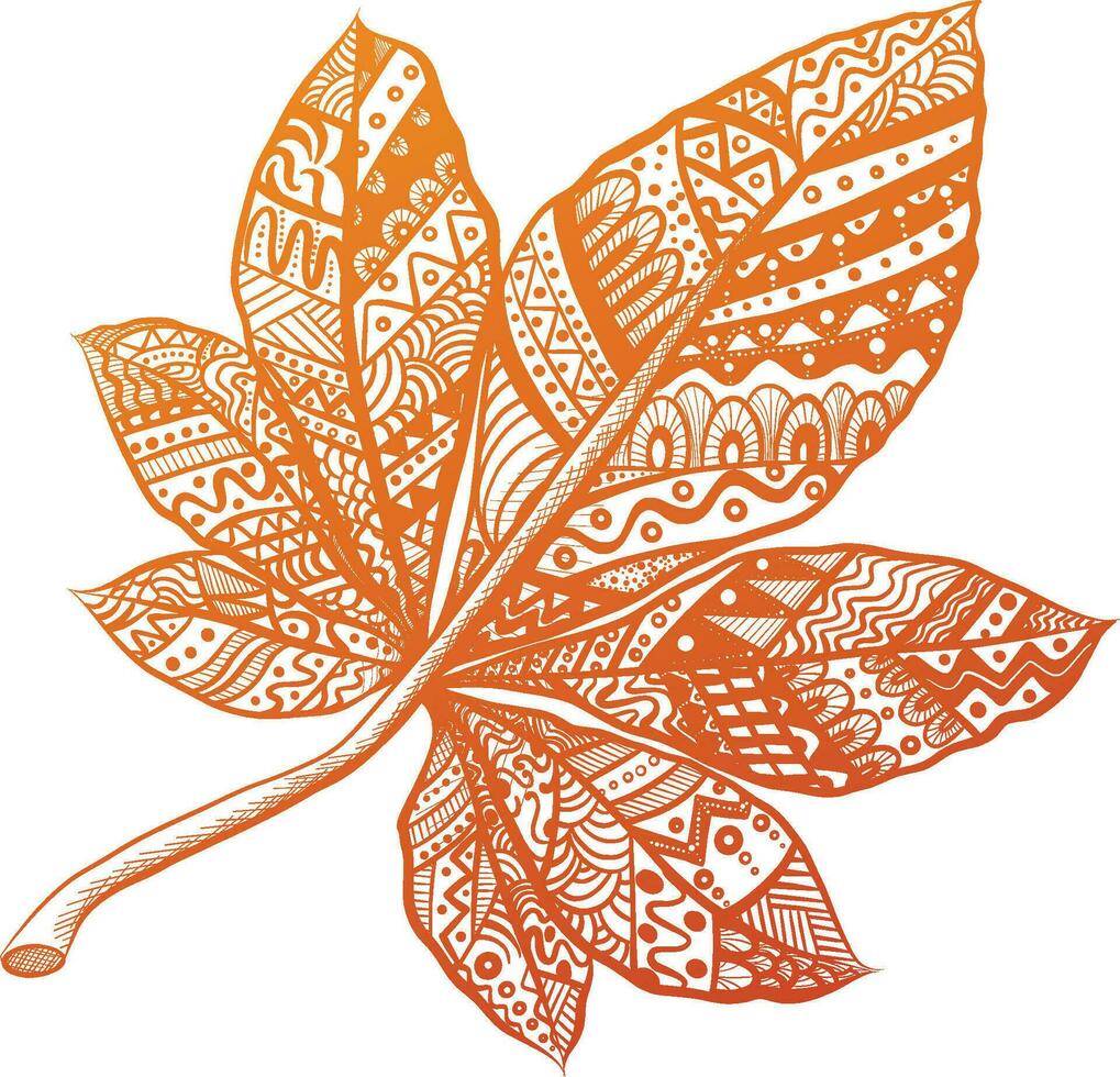 patterned autumn leaf vector