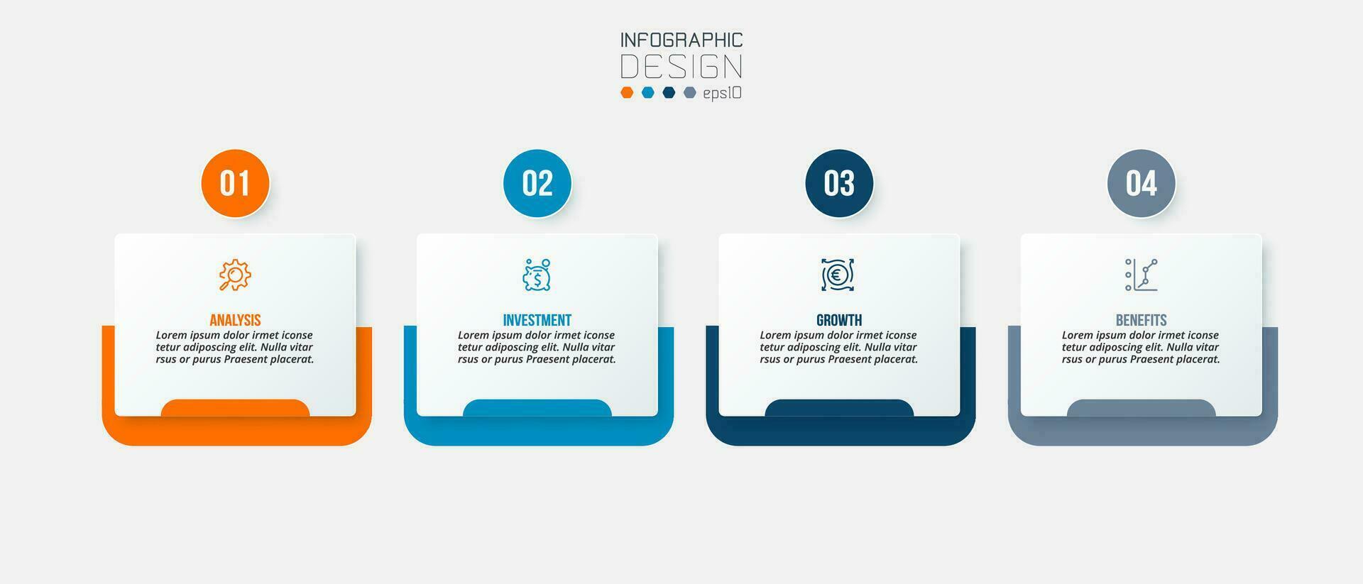 concepto de negocio de plantilla infográfica con paso. vector