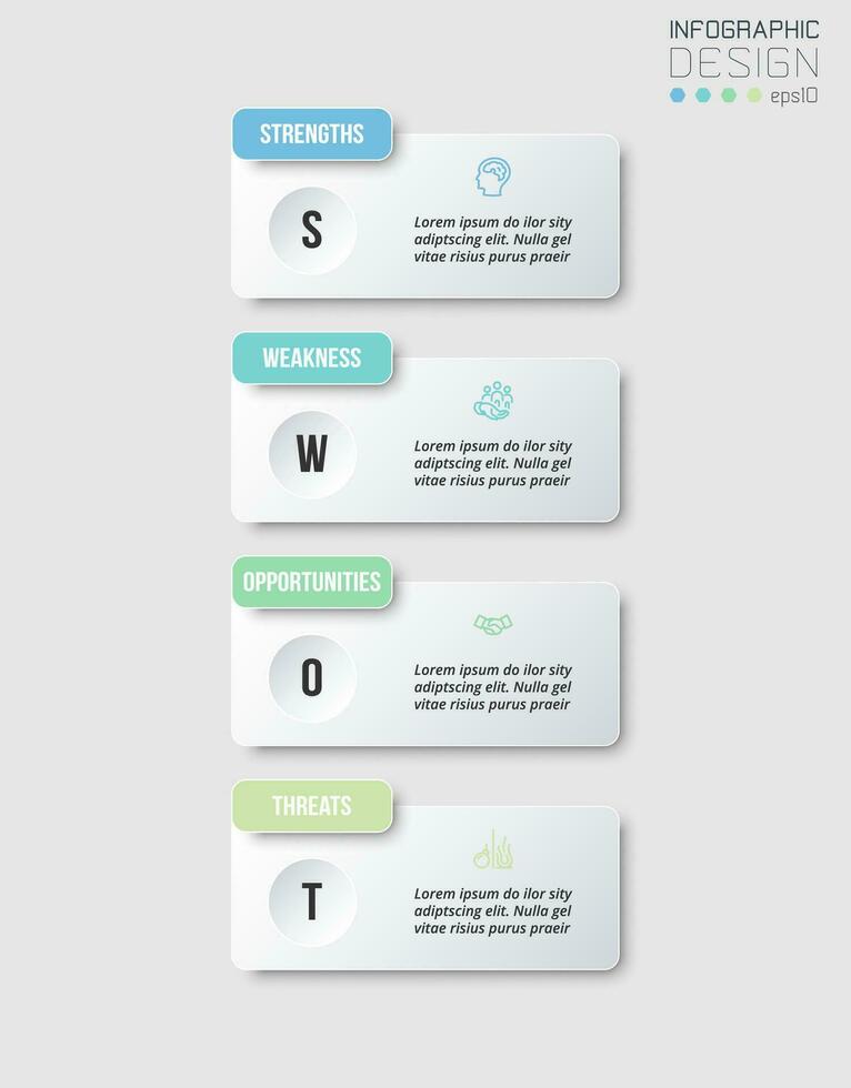 Business concept infographic template with swot analysis. vector