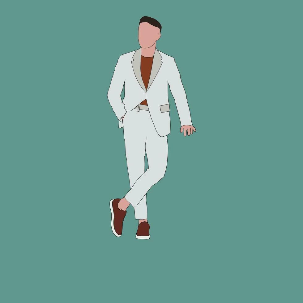 Formal dress male models wear tuxedos. The art of flat face painting. vector