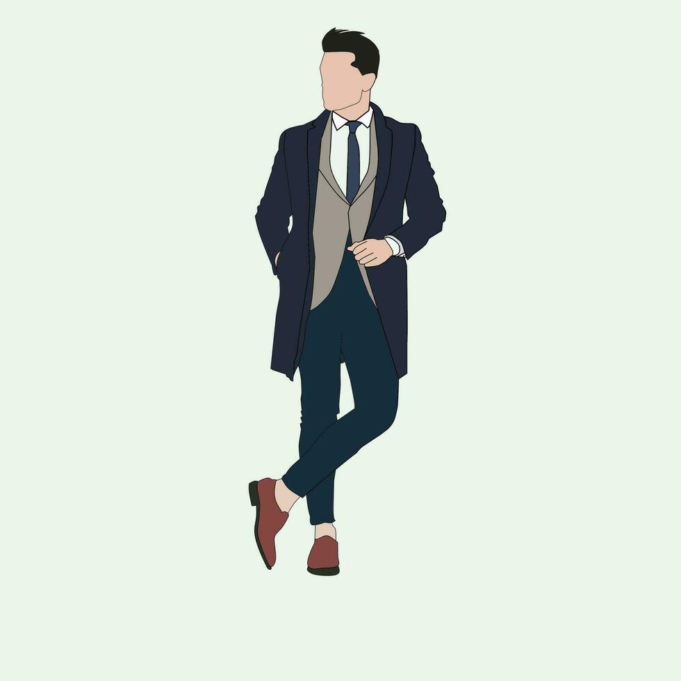 de emprendedor estilo vector ilustración con formal usar, y plano rostro. vector de formal estilo vestido.