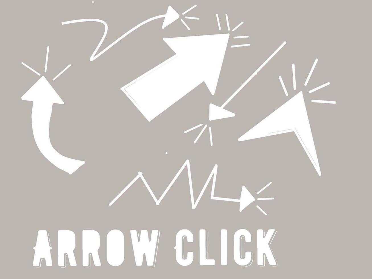 Vector of various types of unique white arrow clicks drawn with ball point pen pattern.