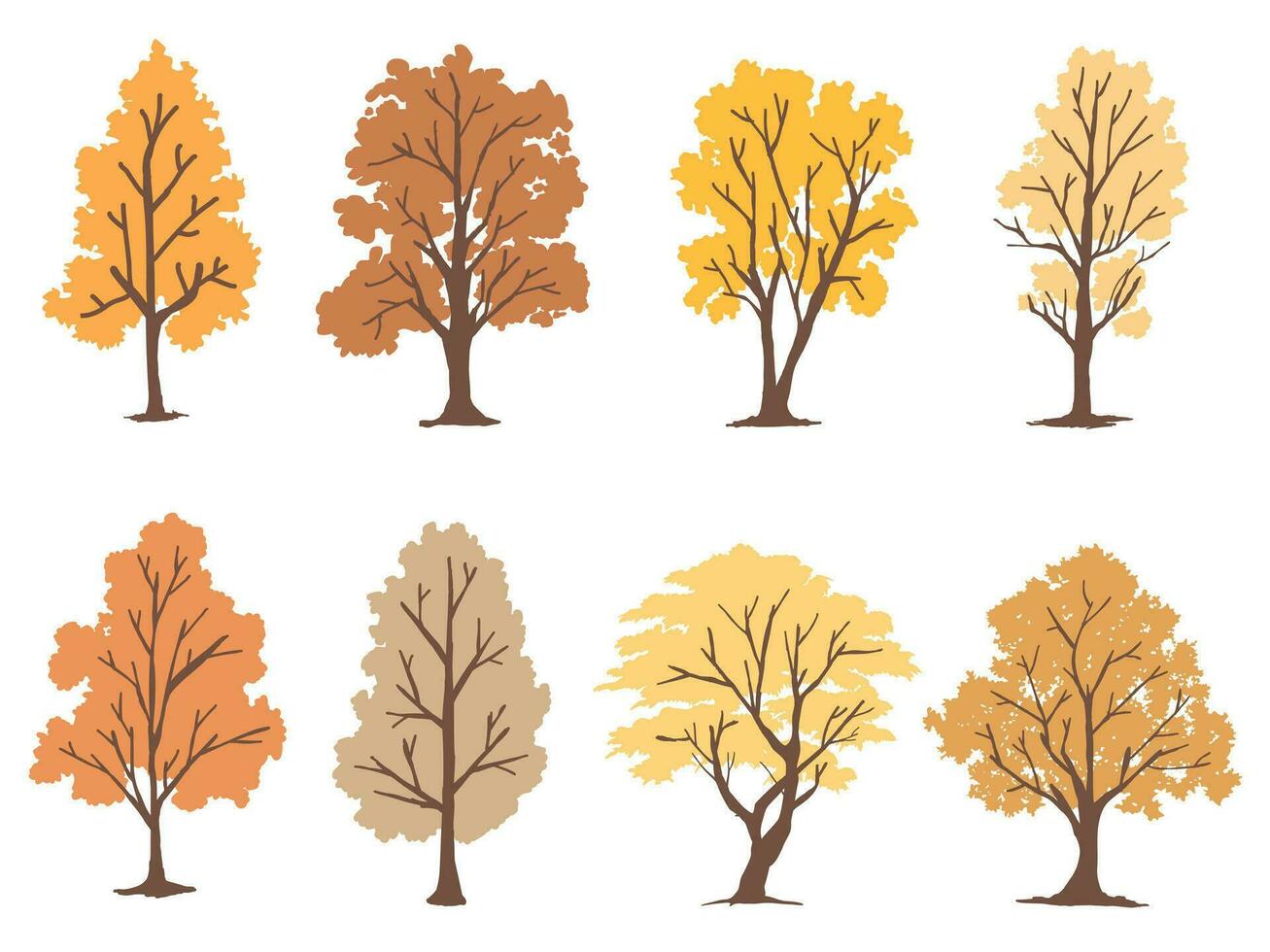 Set Trees and roots for Autumn season style. Can be used for your work. Welcome Autumn season concept. vector