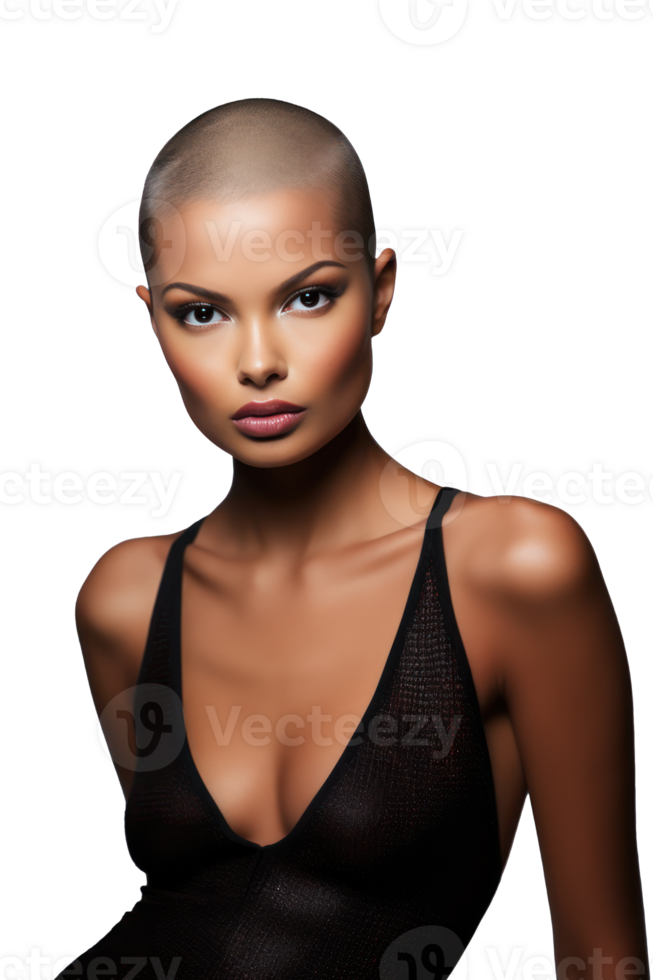 Fashionable female with buzz cut hairstyle png