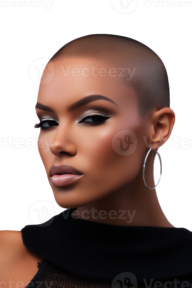 Fashionable female with buzz cut hairstyle png