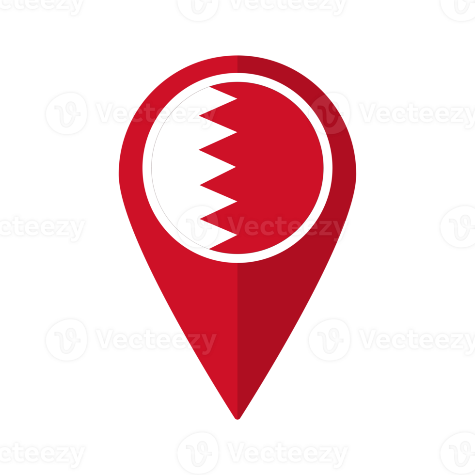 Flag of Bahrain flag on map pinpoint icon isolated red color png