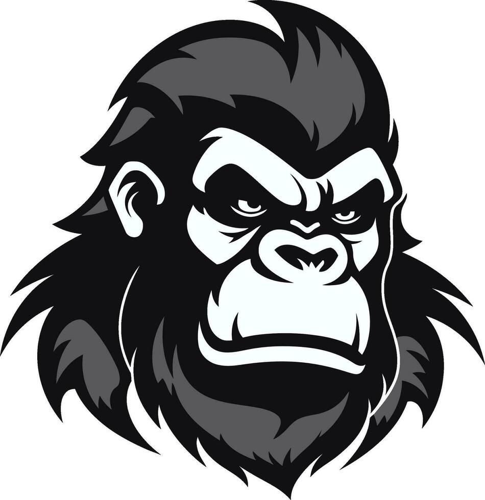 mono majestad en sencillez emblemático logo vida silvestre monocromo gracia gorila icono vector