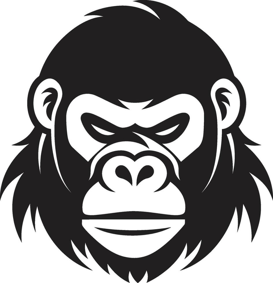 safari majestad monocromo primate icono majestuoso selva emblema negro gorila logo vector