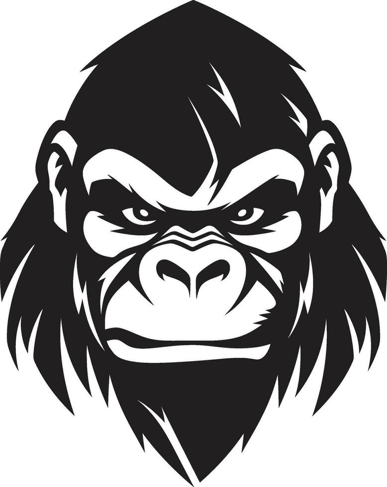 Gorilla Majesty in Monochrome Logo Design Wildlifes Serenity Primate Icon Emblem vector