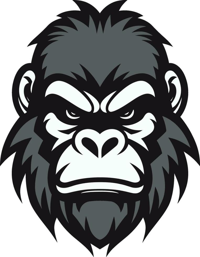 Gorilla Excellence Emblematic Vector Symbol Elegance in Black and White Primate Icon