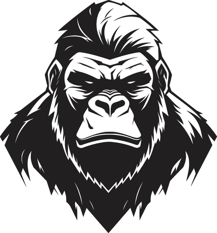 Noble King of the Jungle Monochromatic Art Minimalistic Ape Majesty Wildlife Symbol vector
