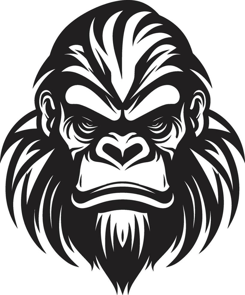 Regal Ape Majesty Minimalist Design Jungle Elegance in Monochrome Icon Art vector