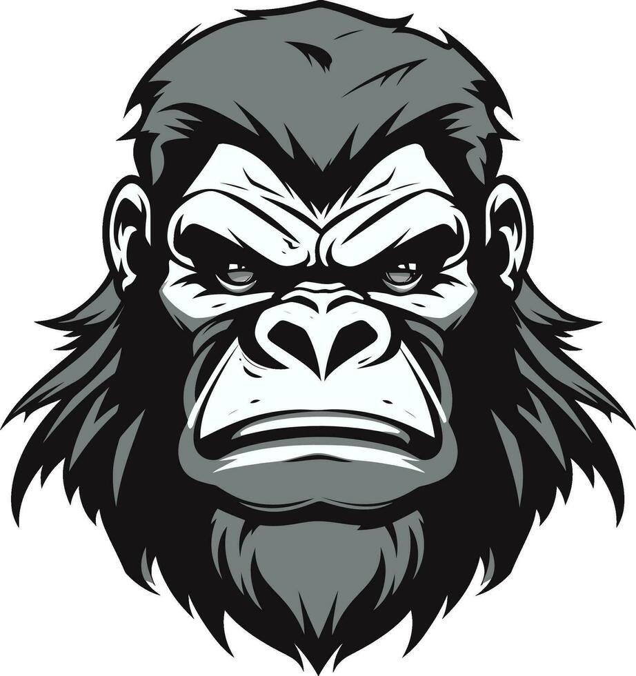 Emblematic Ape Majesty Black Art Design Graceful Wildlife Guardian Gorilla Logo vector