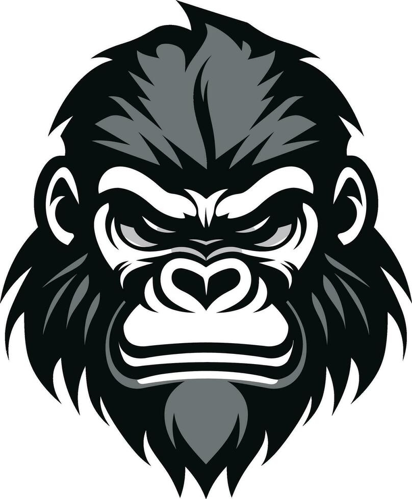 Ape Emblematic Icon Wildlife Majesty Serenity in Black and White Monochrome Ape vector