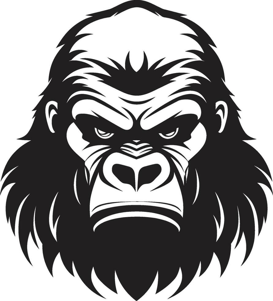Ape Majesty in Black and Grey Emblem Minimalistic Jungle Art Gorilla Icon vector
