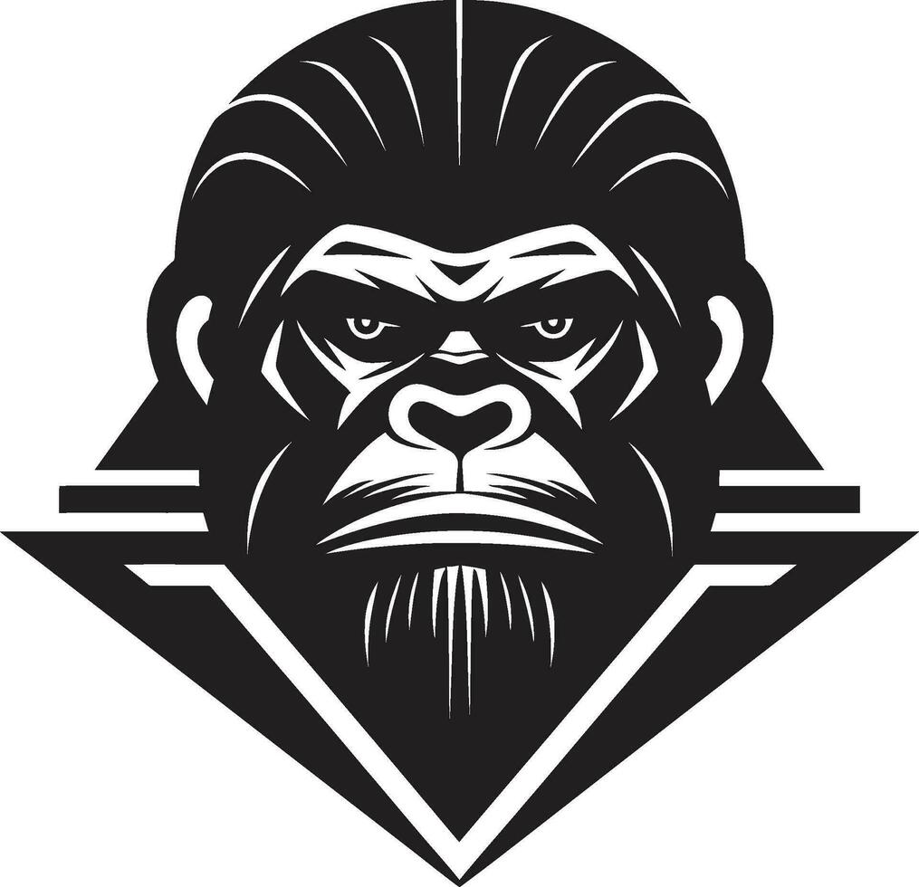 Monochrome Primate Excellence Emblematic Icon Gorilla Majesty in Black and Grey Vector Design