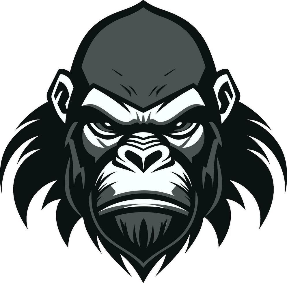 Graceful Ape Gaze Monochromatic Majesty Serenity in Black and White Gorilla Icon vector