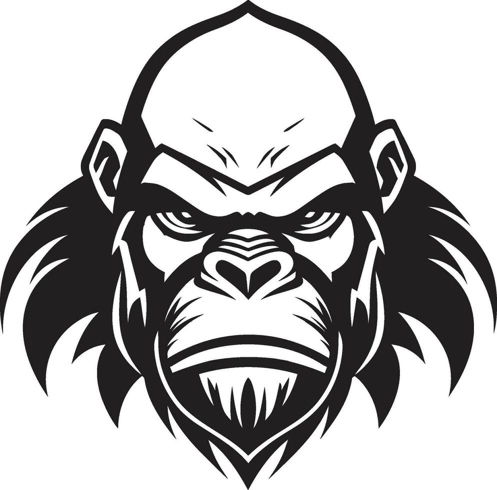 Serenity in the Wild Gorilla Logo Icon Noble King of the Jungle Monochromatic Art vector