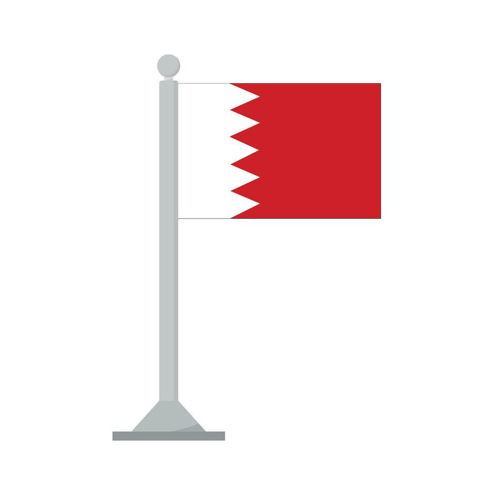 Flag of Bahrain on flagpole isolated vector