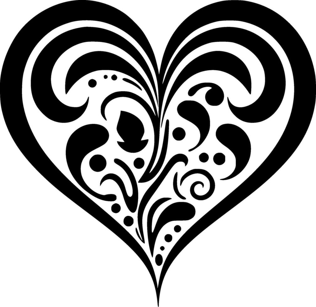 corazón - negro y blanco aislado icono - vector ilustración