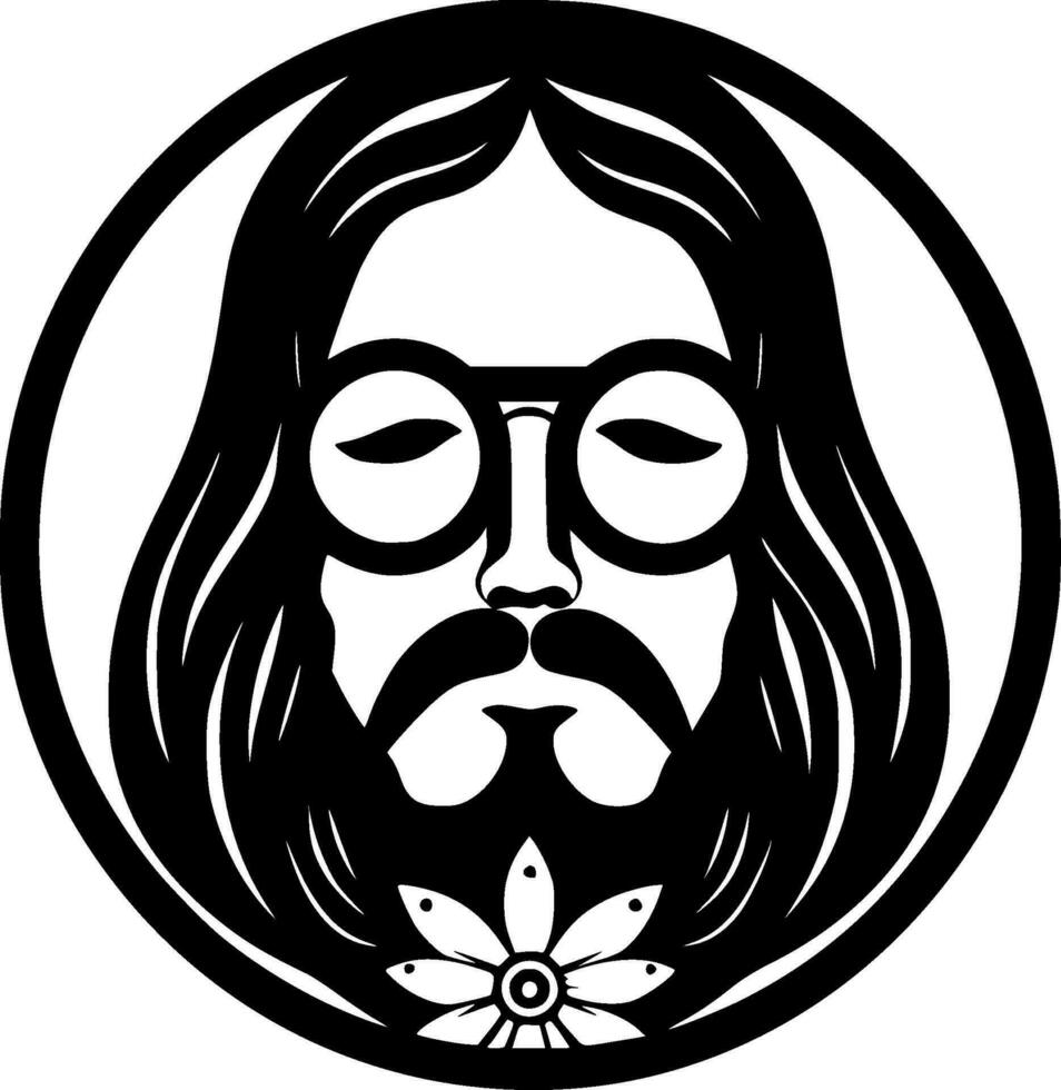 Hippy, Black and White Vector illustration