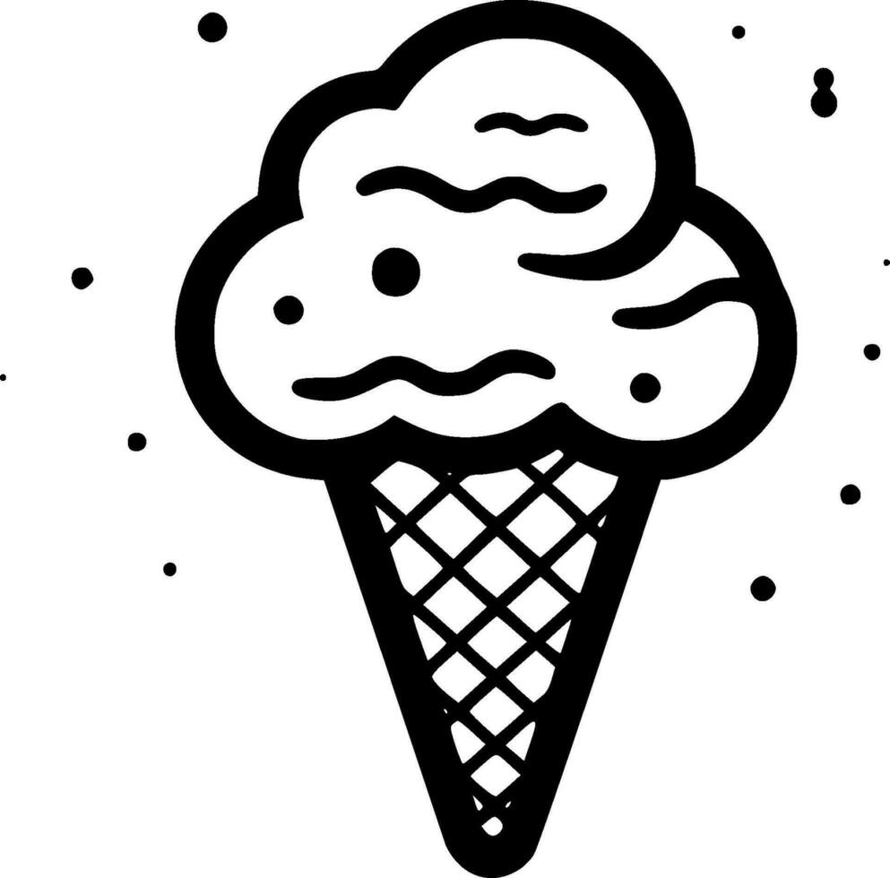 Ice Cream, Black and White Vector illustration