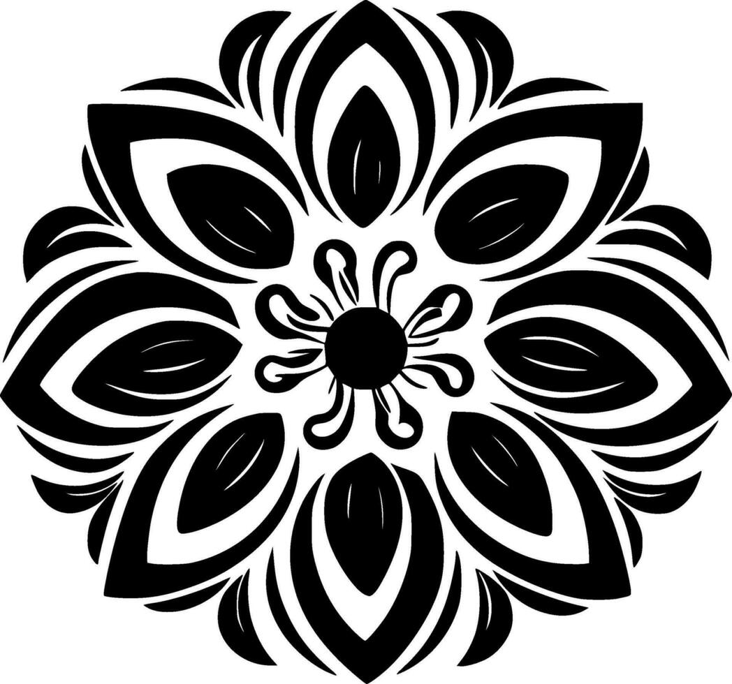 Flower, Black and White Vector illustration