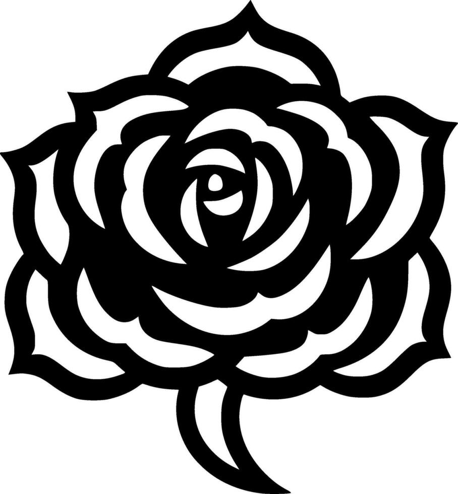 Flower - Black and White Isolated Icon - Vector illustration