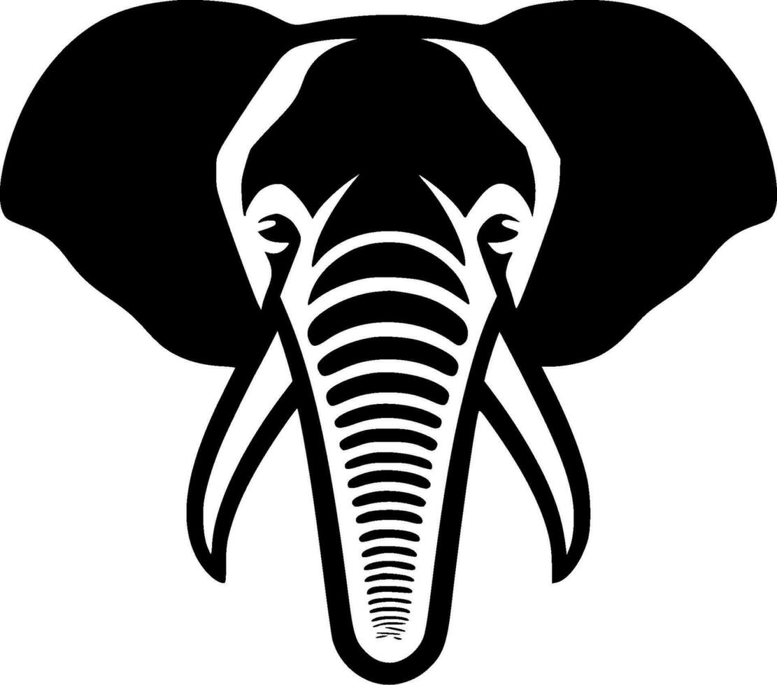 Elephant, Black and White Vector illustration