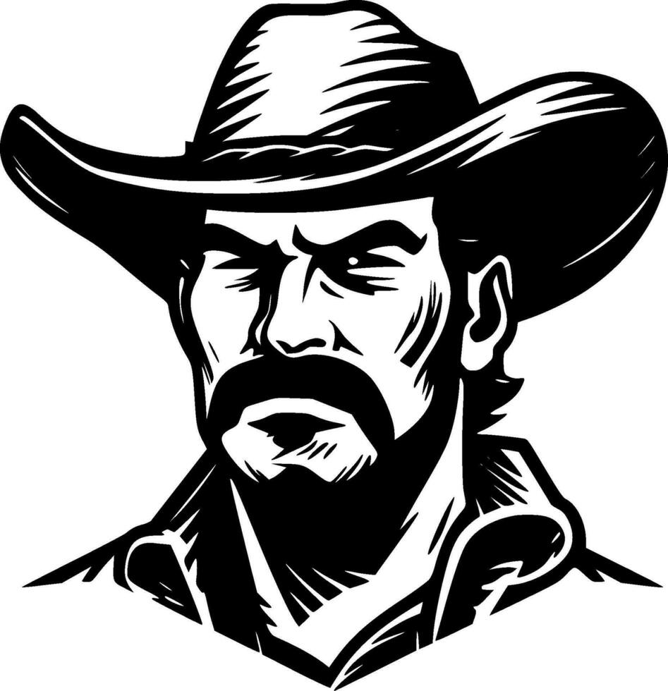 vaquero - negro y blanco aislado icono - vector ilustración